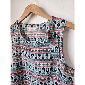 Clock House japanese koteshi doll print sleeveless blouse 40/10